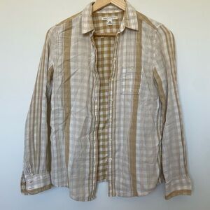 Banana Republic Women’s Beige & White Striped Button-Down Shirt